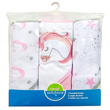 Neat Solutions&reg; 3-Pack Unicorn Hooded Towels. View a larger version of this product image.