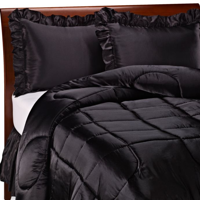 Charmeuse Black Satin Comforter Set | Bed Bath & Beyond