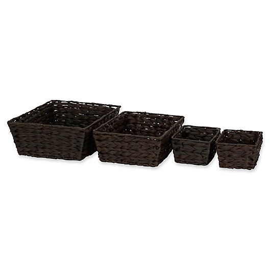 Alternate image 1 for Household Essentials® 4-Piece Banana Leaf Wicker Storage Basket Set