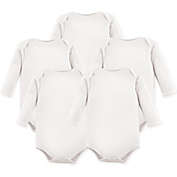 Hudson Baby&reg; Size 0-3M 5-Pack Long Sleeve Bodysuits in White