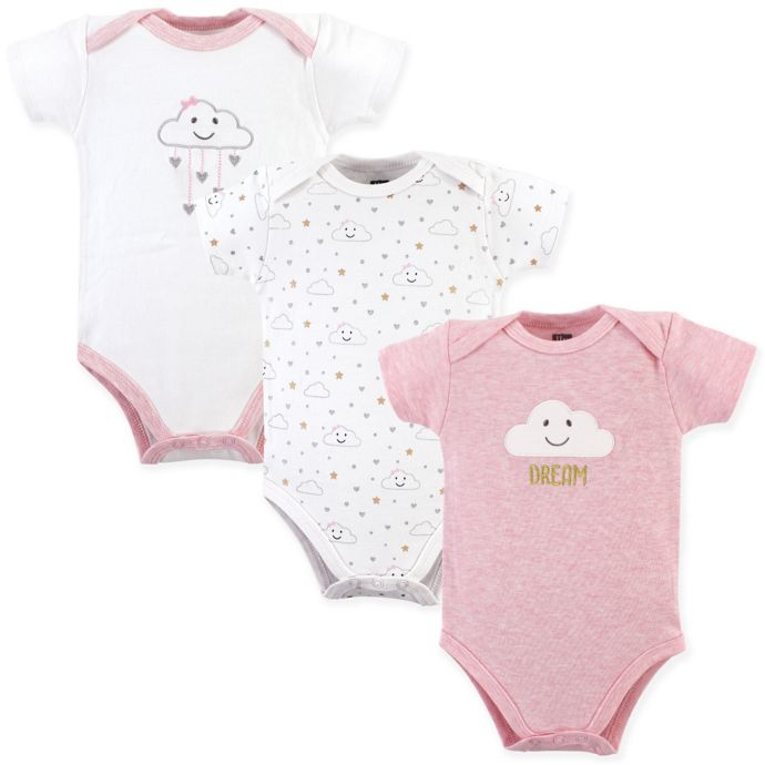 Hudson Baby® 3Pack Cloud Bodysuits in Pink buybuy BABY