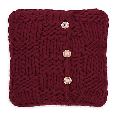UGG&reg; Layne Chunky Knit Button Throw Pillow in Redwood. View a larger version of this product image.