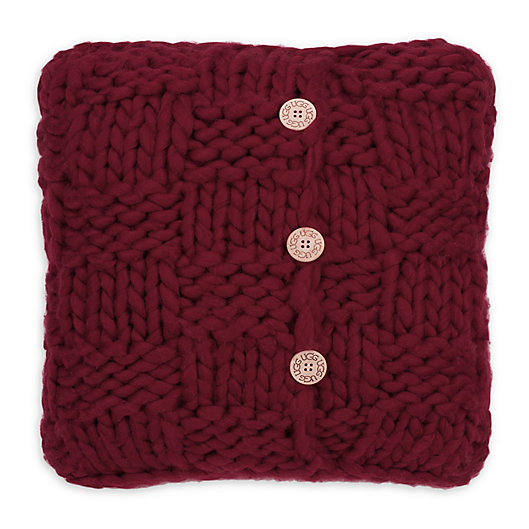 Alternate image 1 for UGG® Layne Chunky Knit Button Throw Pillow in Redwood