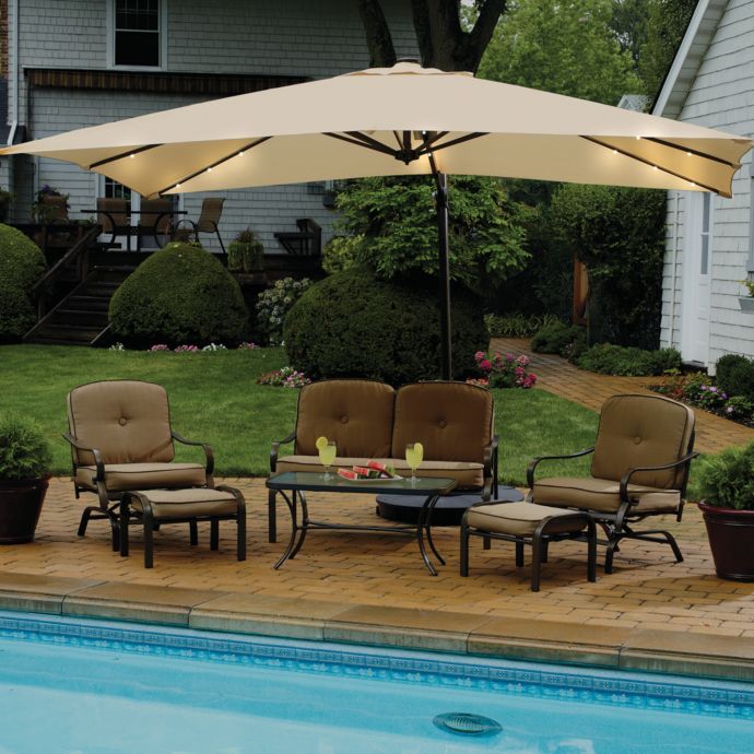 13.6' Solar Lighted Rectangular Cantilever Umbrella ... on {keyword}