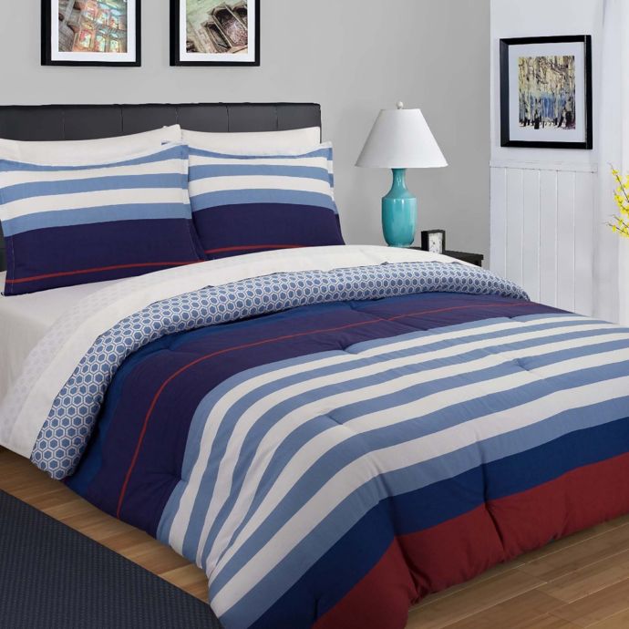 Nouvelle Home Nautical Stripe Reversible Duvet Cover Set Bed