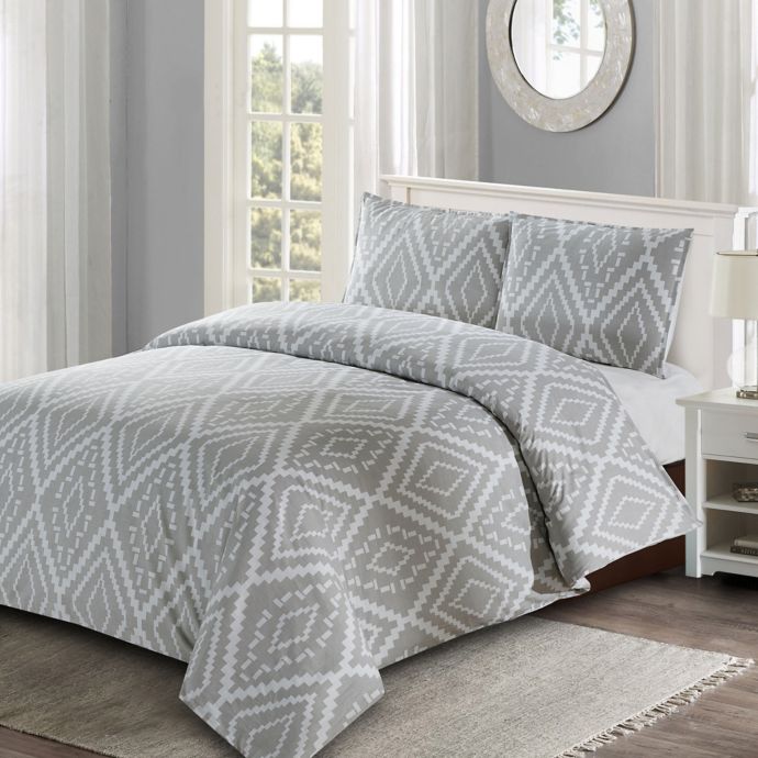 Style Quarters Ikat Geo Duvet Cover Set | Bed Bath and Beyond Canada