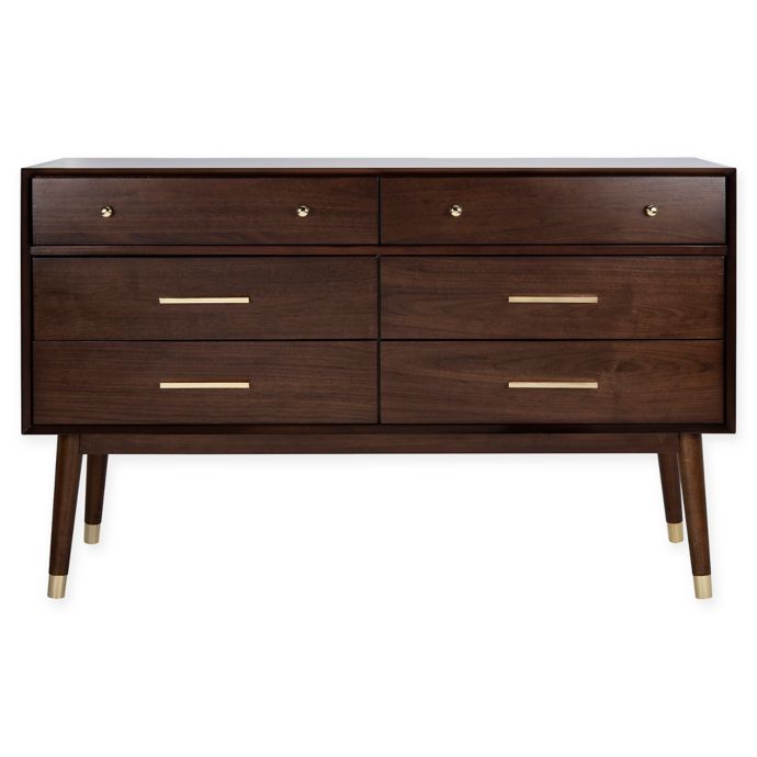 Safavieh Madden 6 Drawer Retro Dresser In Walnut Bed Bath Beyond