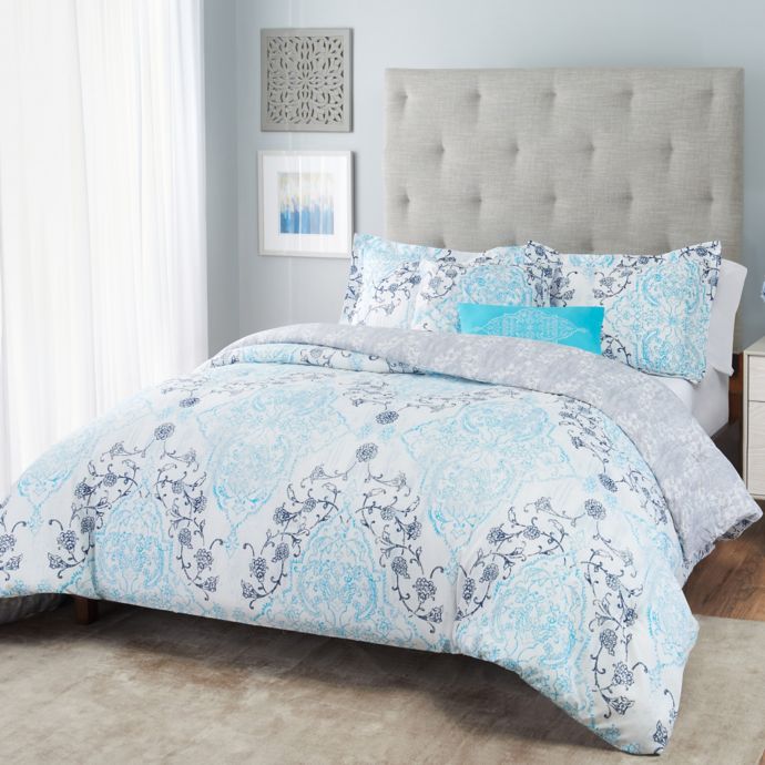 Nicole Miller Damask Reversible Comforter Set | Bed Bath ...