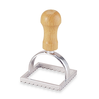 Square Shaped 2 3/4-Inch Ravioli Stamp with Wooden Handle. View a larger version of this product image.