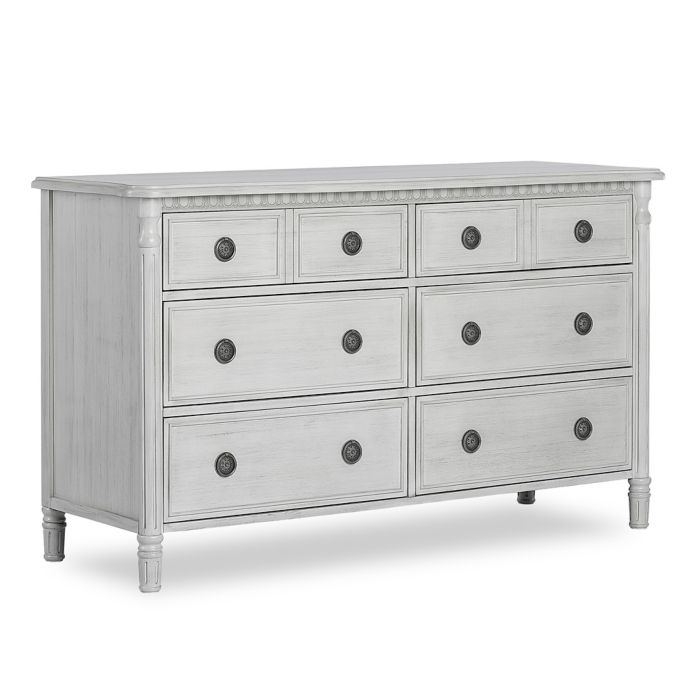 Julienne 6 Drawer Double Dresser In Antique Grey Mist Bed Bath