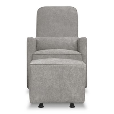 davinci sierra swivel glider in heathered cream with gliding ottoman