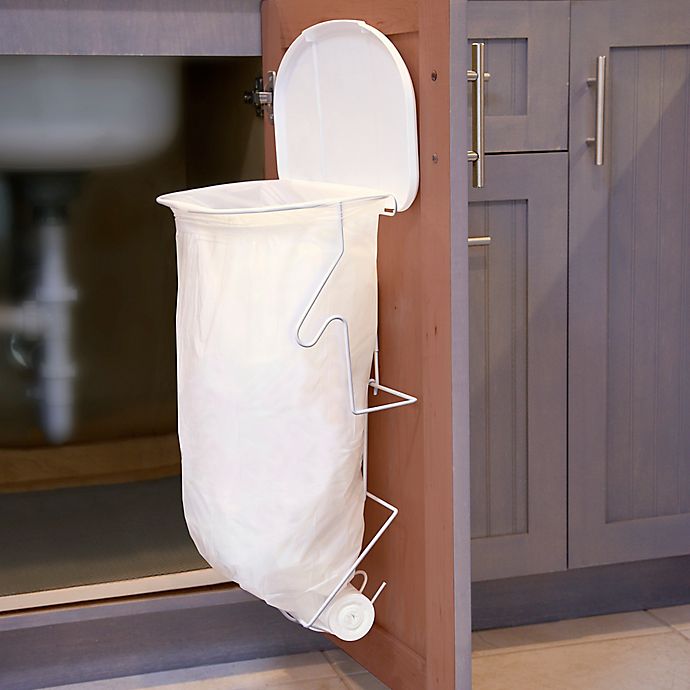 Original Kitchen Rack Trash Bag Holder In White Bed Bath Beyond