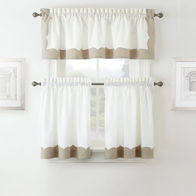Waterford® Cassia Window Curtain Tier Pair in Beige | Bed Bath & Beyond