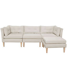 Varick 4-Piece Linen Sectional Sofa with Ottoman