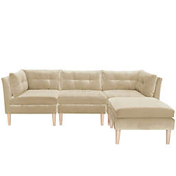 Varick 4-Piece Velvet Tufted Sectional Sofa with Ottoman
