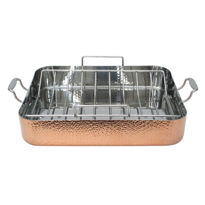 Fleischer & Wolf® Seville Hammered Copper Roaster with Rack Bed Bath