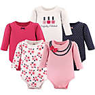 Alternate image 0 for Little Treasure Size 18-24M 5-Pack Long Sleeve Bodysuits in Pink
