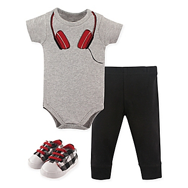Little Treasure Size 0-3M Headphone Bodysuit, Pant, and Shoe Set. View a larger version of this product image.