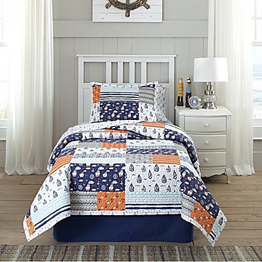 Lullaby Bedding Away At Sea 2-Piece Twin Quilt Set in White/Blue. View a larger version of this product image.