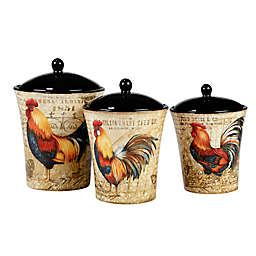 Certified International Gilded Rooster 3-Piece Cannister Set
