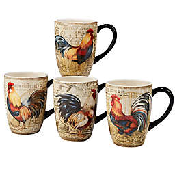 Certified International Gilded Rooster Mugs (Set of 4)