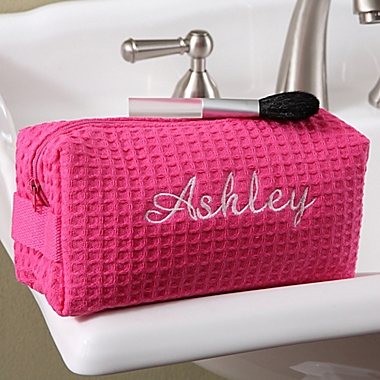 Ladies Embroidered Cosmetic Bag in Pink. View a larger version of this product image.