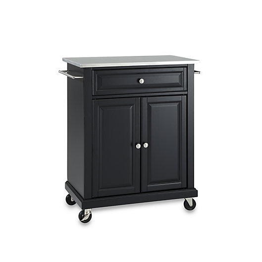 Alternate image 1 for Crosley Stainless Top Rolling Portable Kitchen Cart/Island
