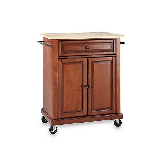 Alternate image 1 for Crosley Natural Wood Top Portable Rolling Kitchen Cart/Island