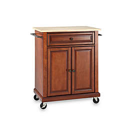 Crosley Natural Wood Top Portable Rolling Kitchen Cart/Island