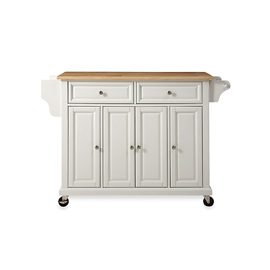 Crosley Natural Wood Top Rolling, Rolling Kitchen Island Cart With Seating