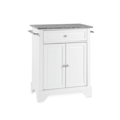 Crosley LaFayette Solid Granite Top Portable Kitchen Island in White