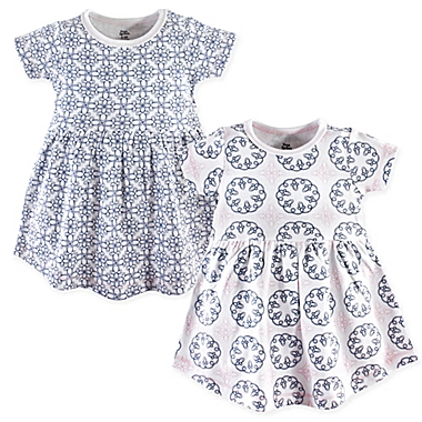 Yoga Sprout Size 3T 2-Pack Whimsical Short Sleeve Dress Set in Blue. View a larger version of this product image.