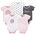 Alternate image 0 for Yoga Sprout Size 9-12M 5-Pack Scroll Bodysuits in Pink/Grey