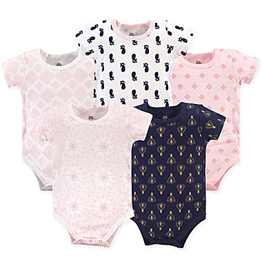 Yoga Sprout 5-Pack Moroccan Bodysuits in Pink/Navy | Bed Bath & Beyond