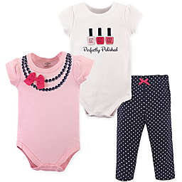 Little Treasures Bow 3-Piece Bodysuit and Pant Set in Pink