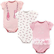 Little Treasures Ballerina 3-Pack Short Sleeve Bodysuits in Pink