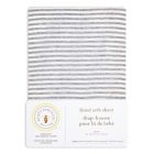 Alternate image 1 for Burt&#39;s Bees Baby&reg; Bee Essentials Stripe Organic Cotton Fitted Crib Sheet in Heather Grey