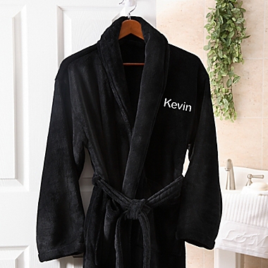 Just For Him Luxury Fleece Robe in Black. View a larger version of this product image.