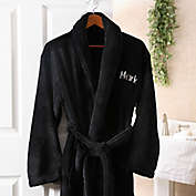 Embroidered Luxury Fleece Robe in Black