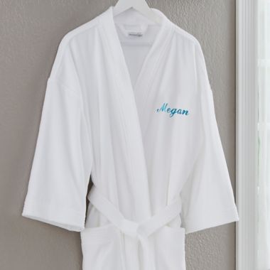 Embroidered Velour Spa Robe in Classic White. View a larger version of this product image.