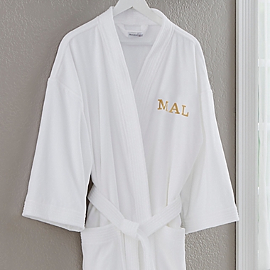 Embroidered Velour Spa Robe in Classic White. View a larger version of this product image.