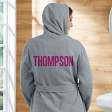 Classic Name Sweatshirt Robe in Grey. View a larger version of this product image.