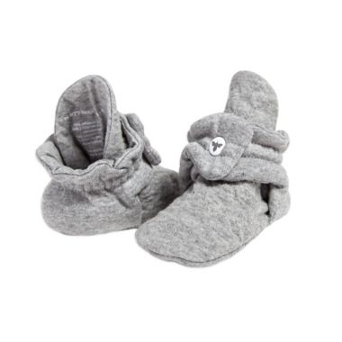 Burt's Bees Baby&reg; Newborn-3M Quilted Bee Booties in Grey. View a larger version of this product image.