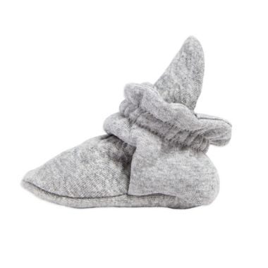 Burt's Bees Baby&reg; Newborn-3M Quilted Bee Booties in Grey. View a larger version of this product image.