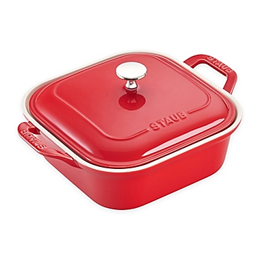 Staub 2.5 qt. Square Covered Baking Dish in Cherry. View a larger version of this product image.