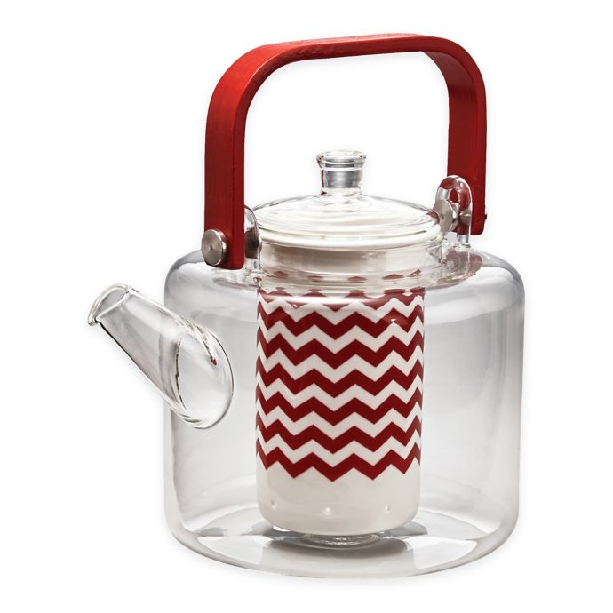 BonJour® 35 oz. Reverie Glass Teapot in Red Bed Bath and Beyond Canada
