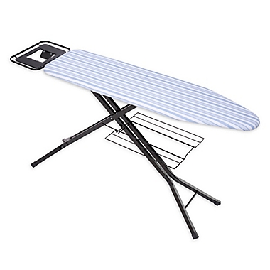 Honey-Can-Do&reg; Quad-Leg Ironing Board with Iron Rest in White/Blue. View a larger version of this product image.