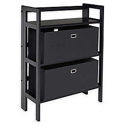 Winsome Torino 3-Piece 2-Tier Folding Shelf with Baskets Set in Black