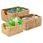 Alternate image 0 for Honey-Can-Do&reg; 3-Piece Woven Hyacinth Rectangular Basket Set with Wood Handles in Natural