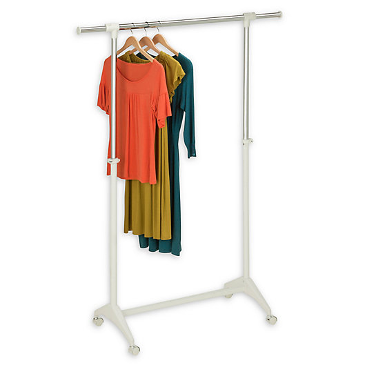 Alternate image 1 for Honey-Can-Do® 54-Inch Adjustable Rolling Garment Rack  in White/Chrome
